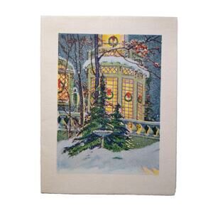 Old Fashion Christmas Holiday Greeting Card Vintage Mid Century Sent From Doctor